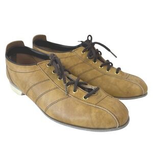Dexter Vintage Tan Leather Bowling Shoes Mens Size 10 M Gold Eyelets